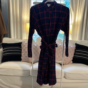 J. Crew Factory Blue and Red Long Sleeve Dress Shirt